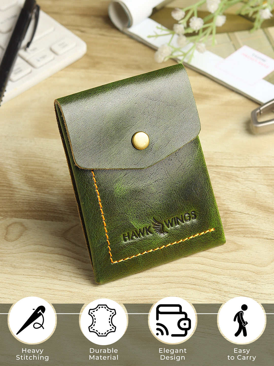 SmartFlip Genuine Leather Wallet – Slim Card Holder with Cash Compartment