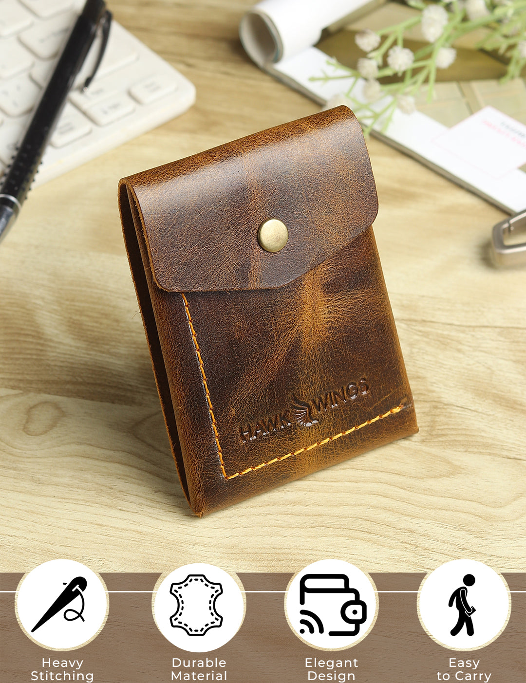 SmartFlip Genuine Leather Wallet – Slim Card Holder with Cash Compartment