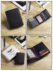 Hawk Wings Men's Genuine Leather Tri-Fold Wallet – RFID Blocking