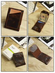 Vintage Snap Genuine Leather Wallet – Slim Card Holder with Cash Compartment