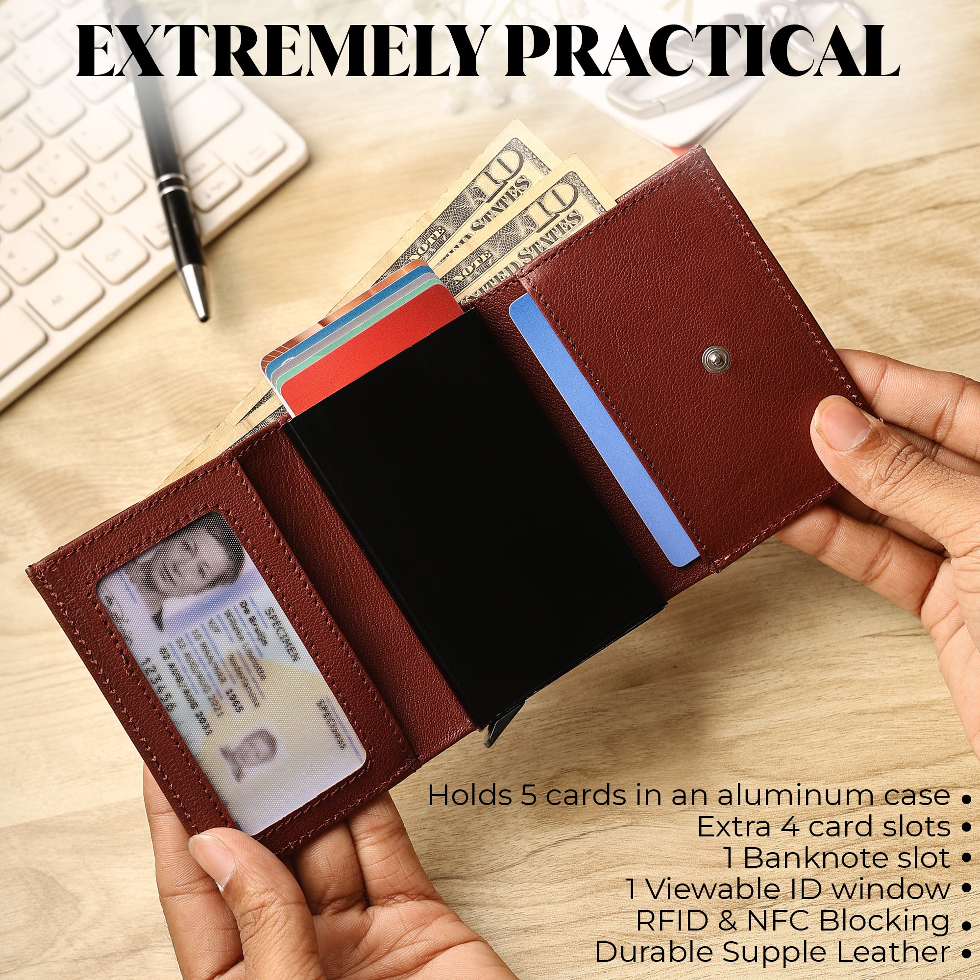 SmartFold Wallet – Leather RFID  Card Holder