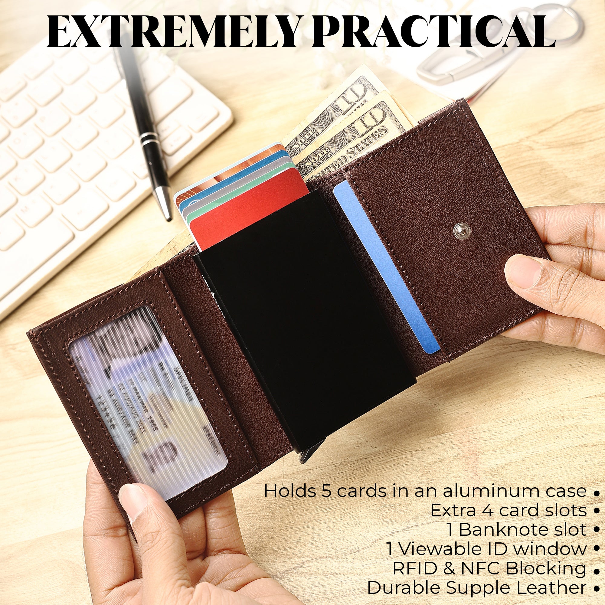 SmartFold Wallet – Leather RFID  Card Holder