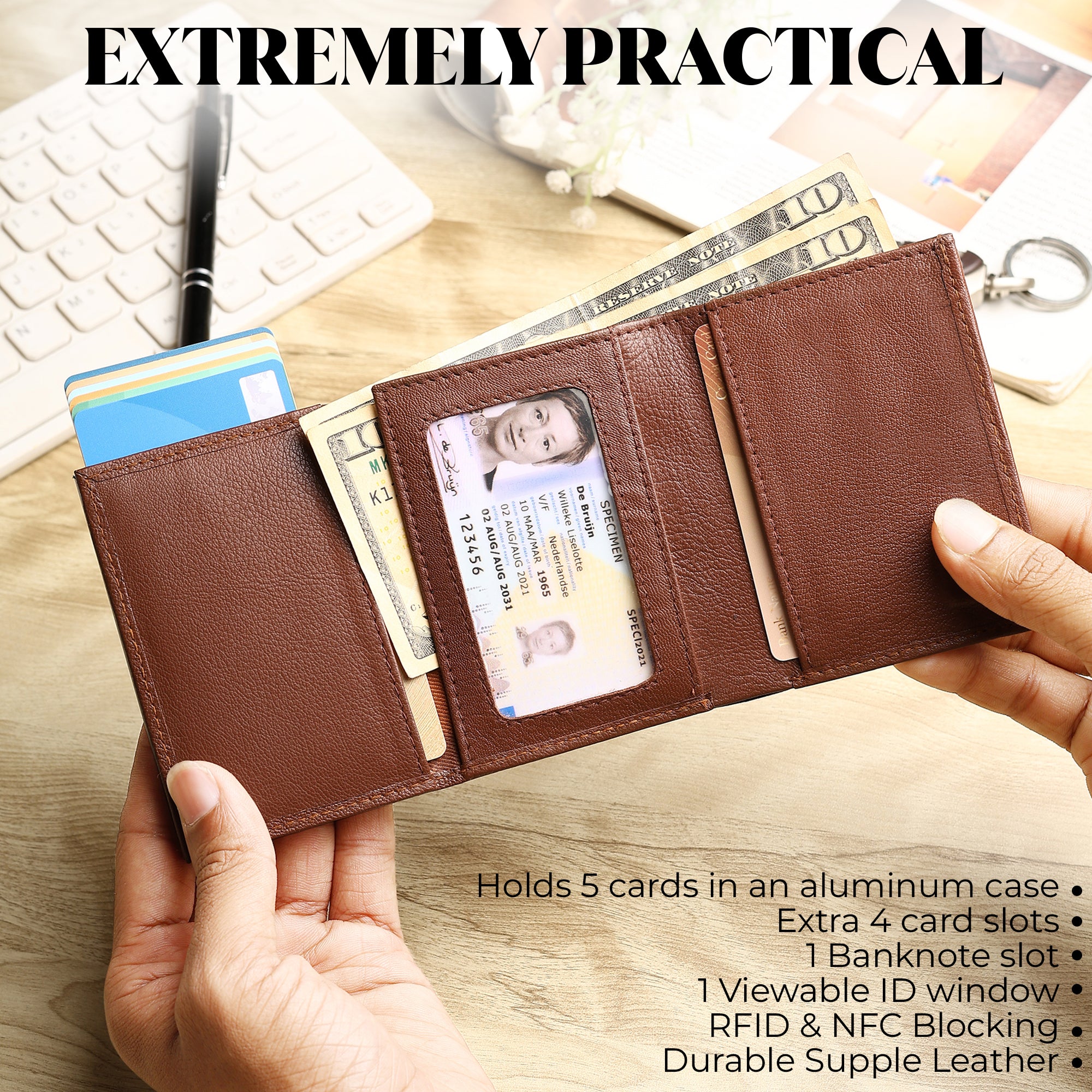 SmartFold Pro Wallet – Leather RFID  Card Holder