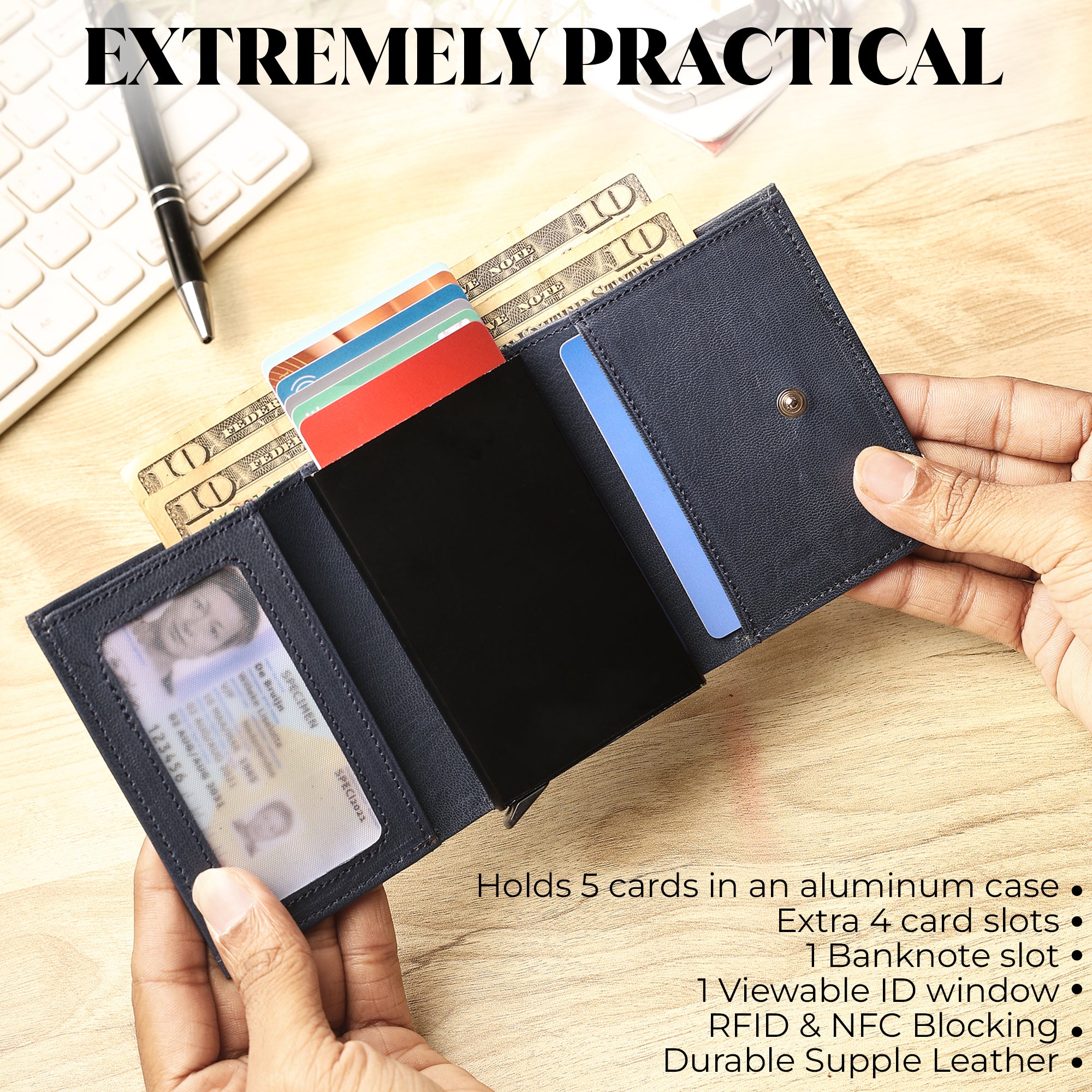 SmartFold Wallet – Leather RFID  Card Holder