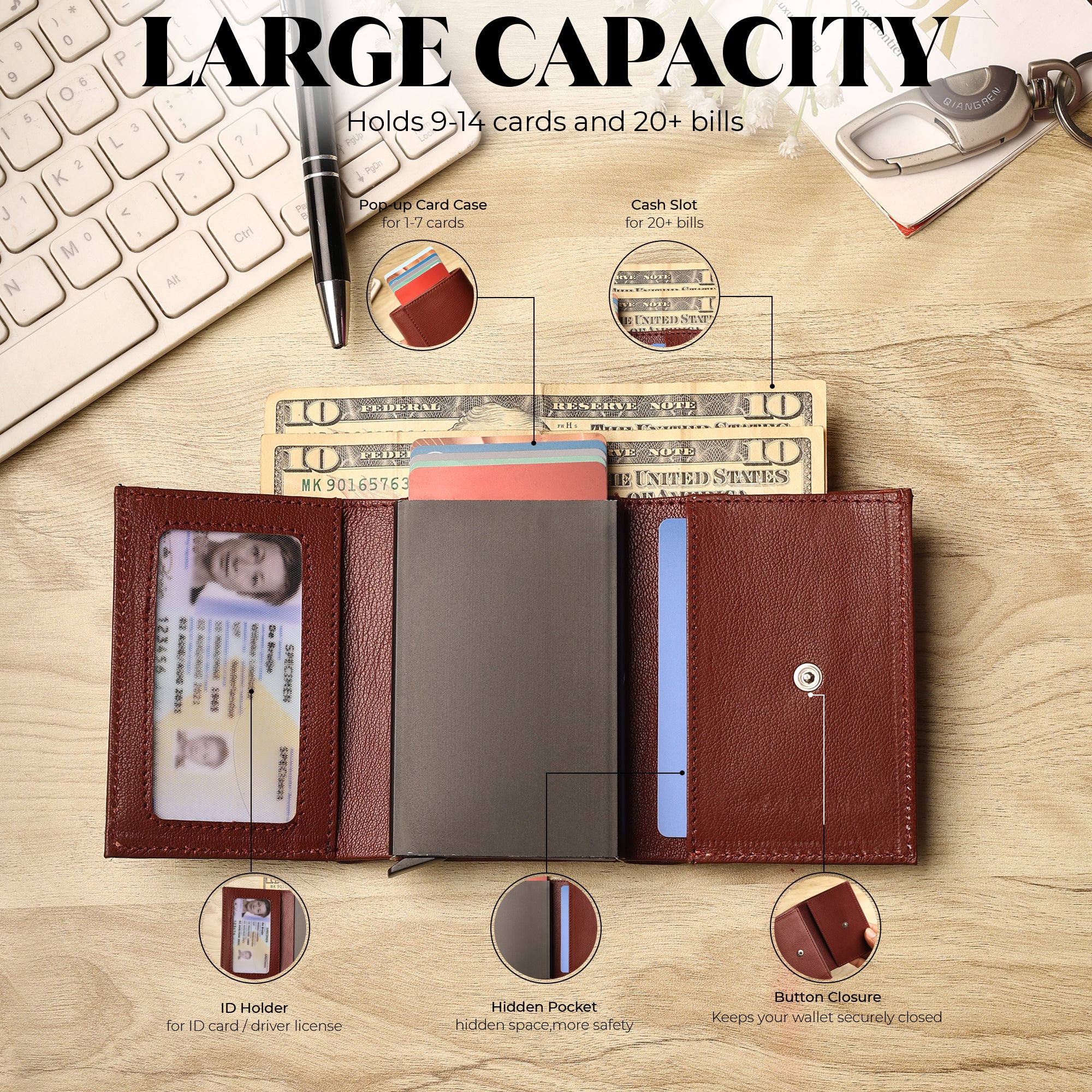SmartFold Wallet – Leather RFID  Card Holder