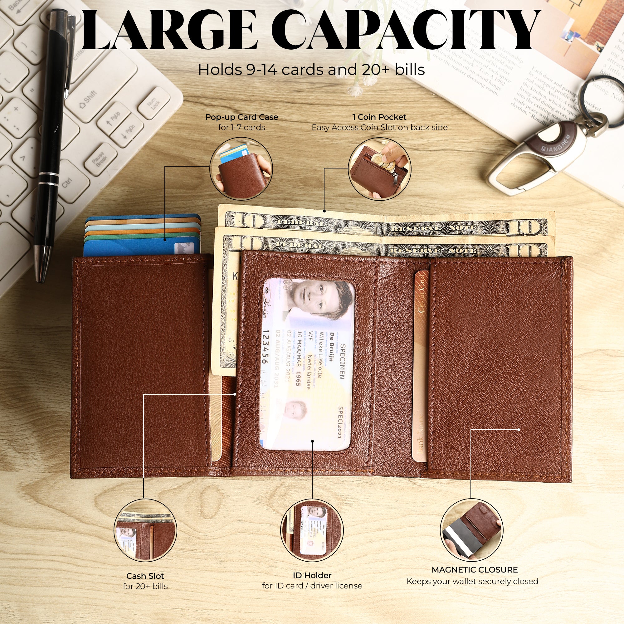 SmartFold Pro Wallet – Leather RFID  Card Holder