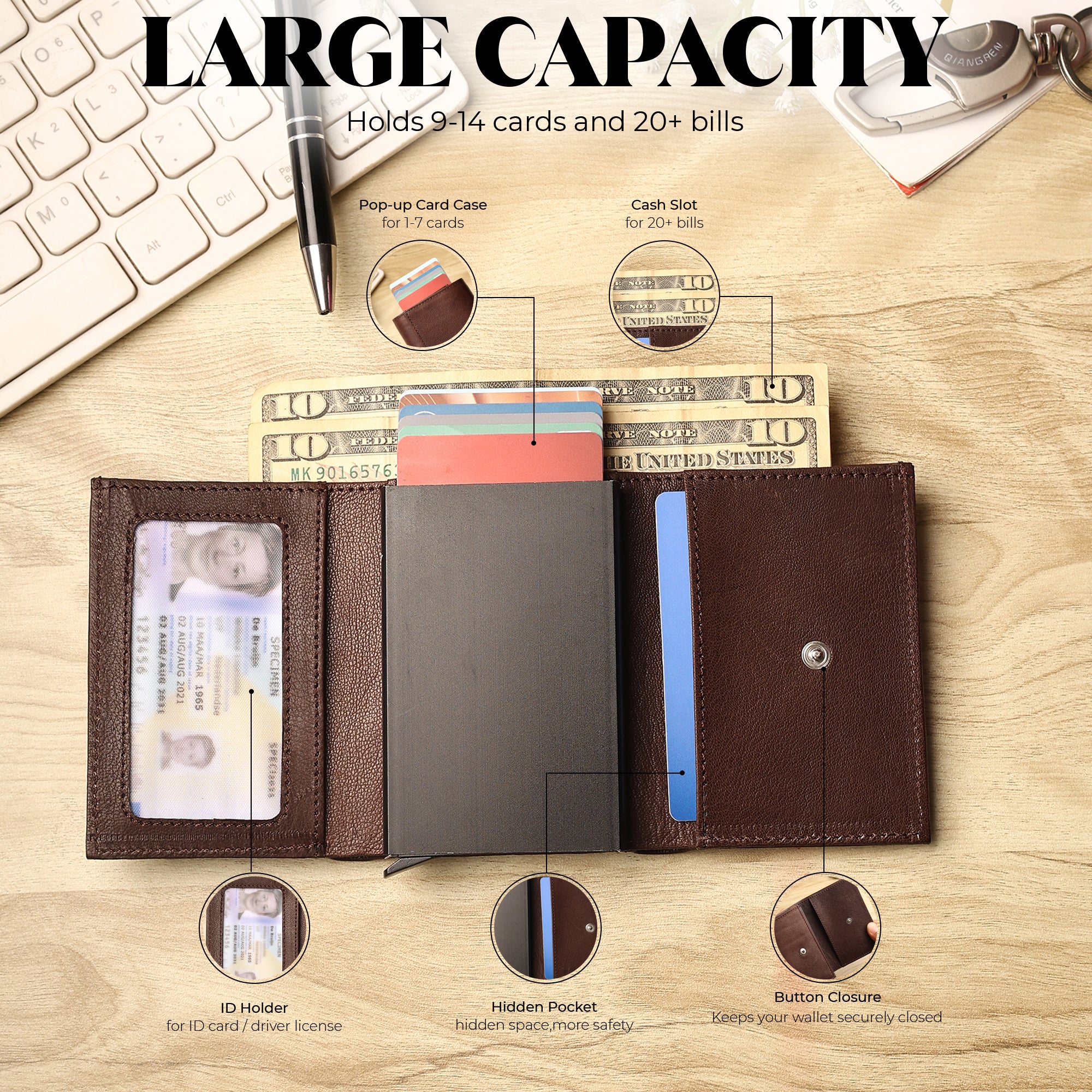 SmartFold Wallet – Leather RFID  Card Holder