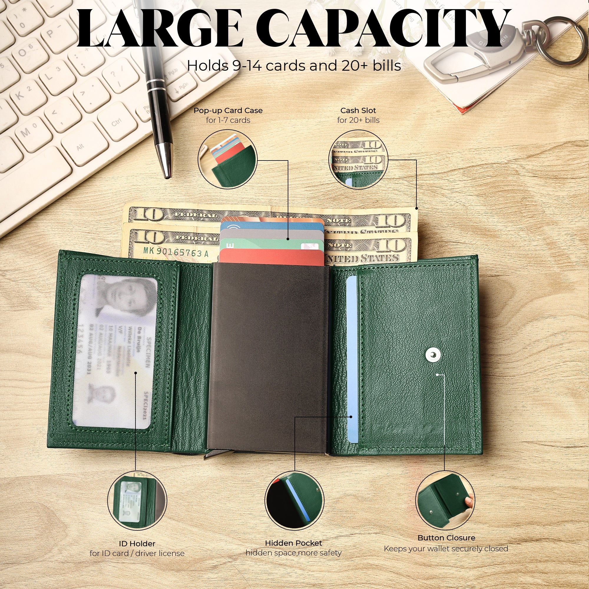 SmartFold Wallet – Leather RFID  Card Holder