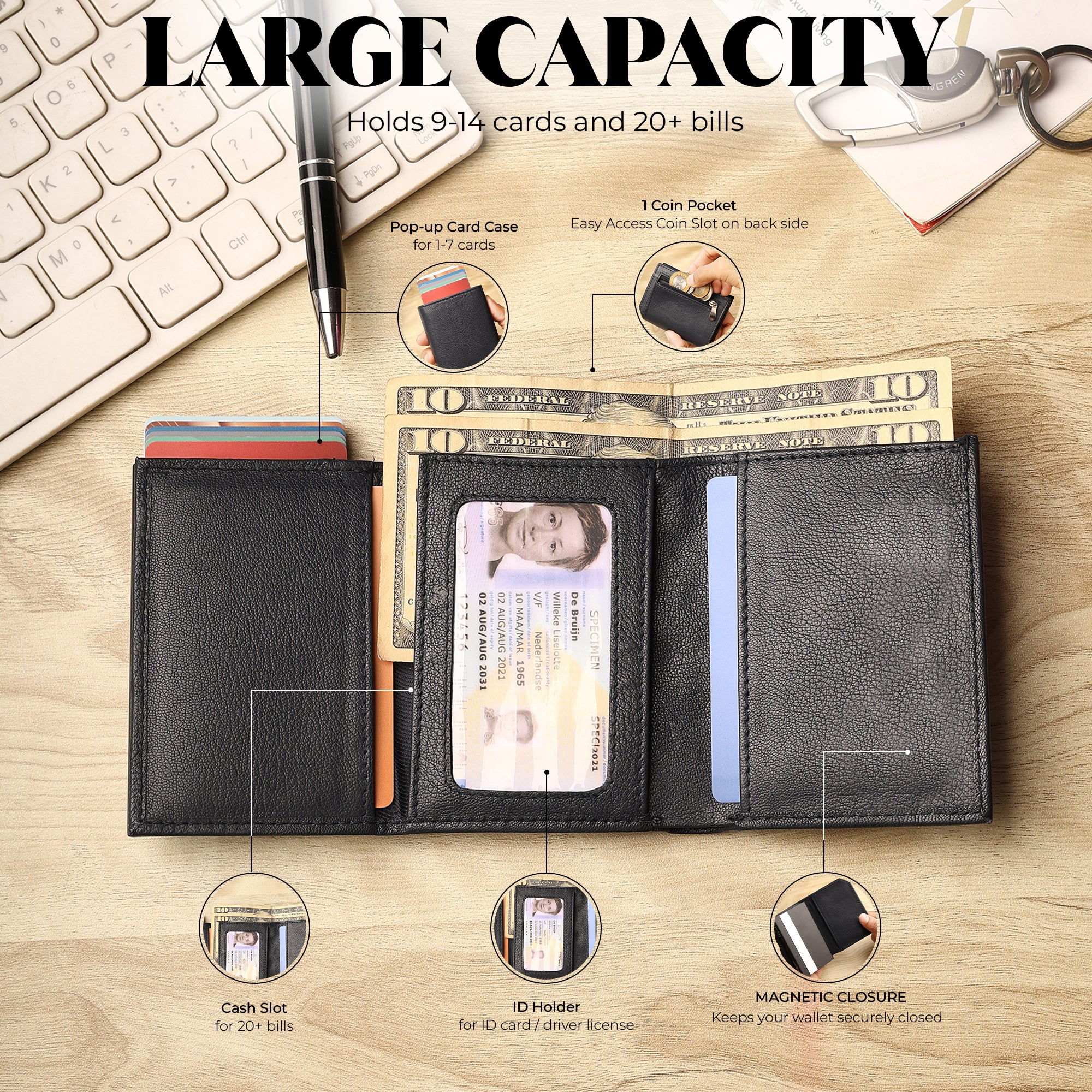 SmartFold Pro Wallet – Leather RFID  Card Holder