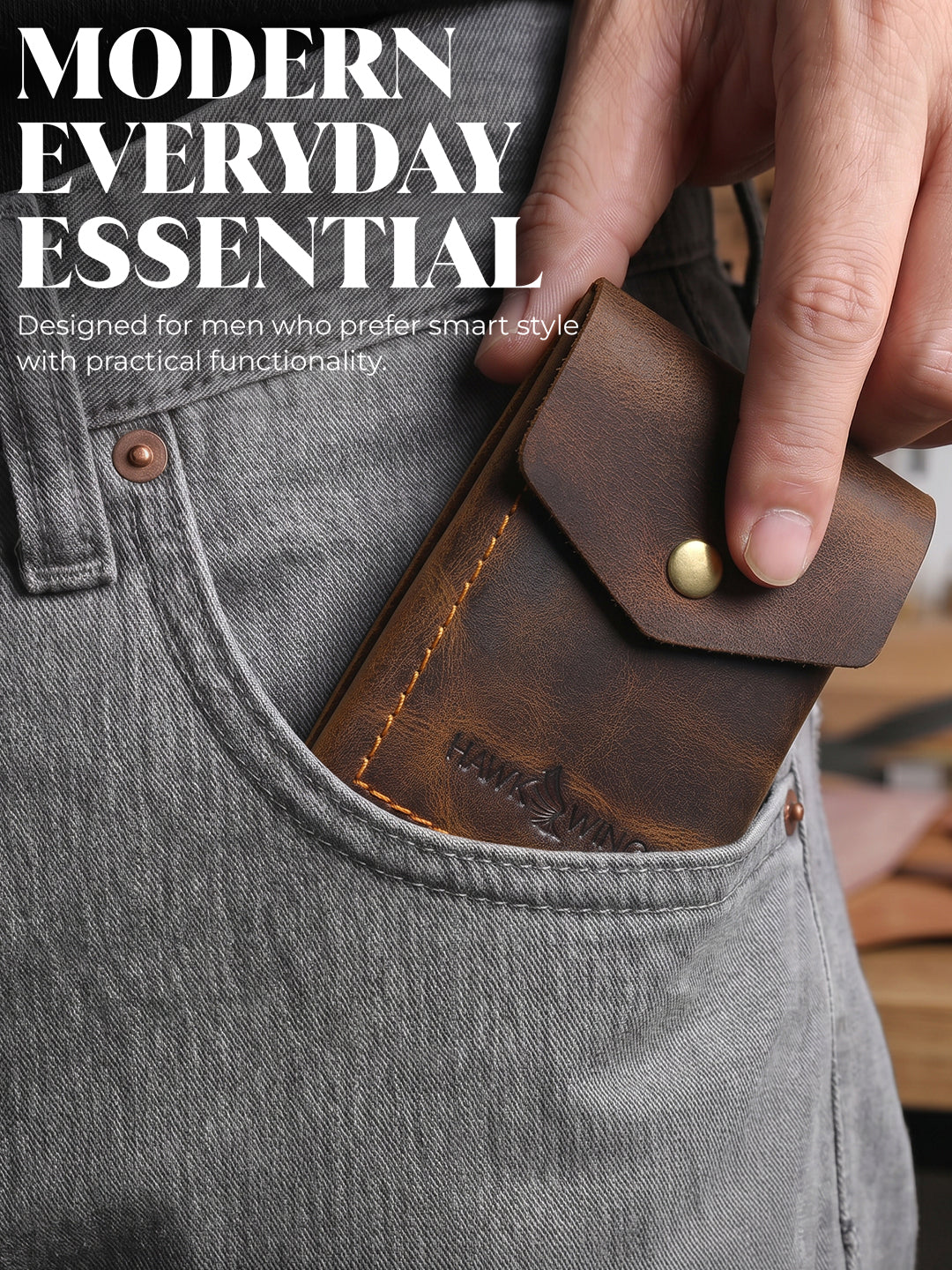 SmartFlip PRO Genuine Leather Wallet – Slim Card Holder with Cash Compartment