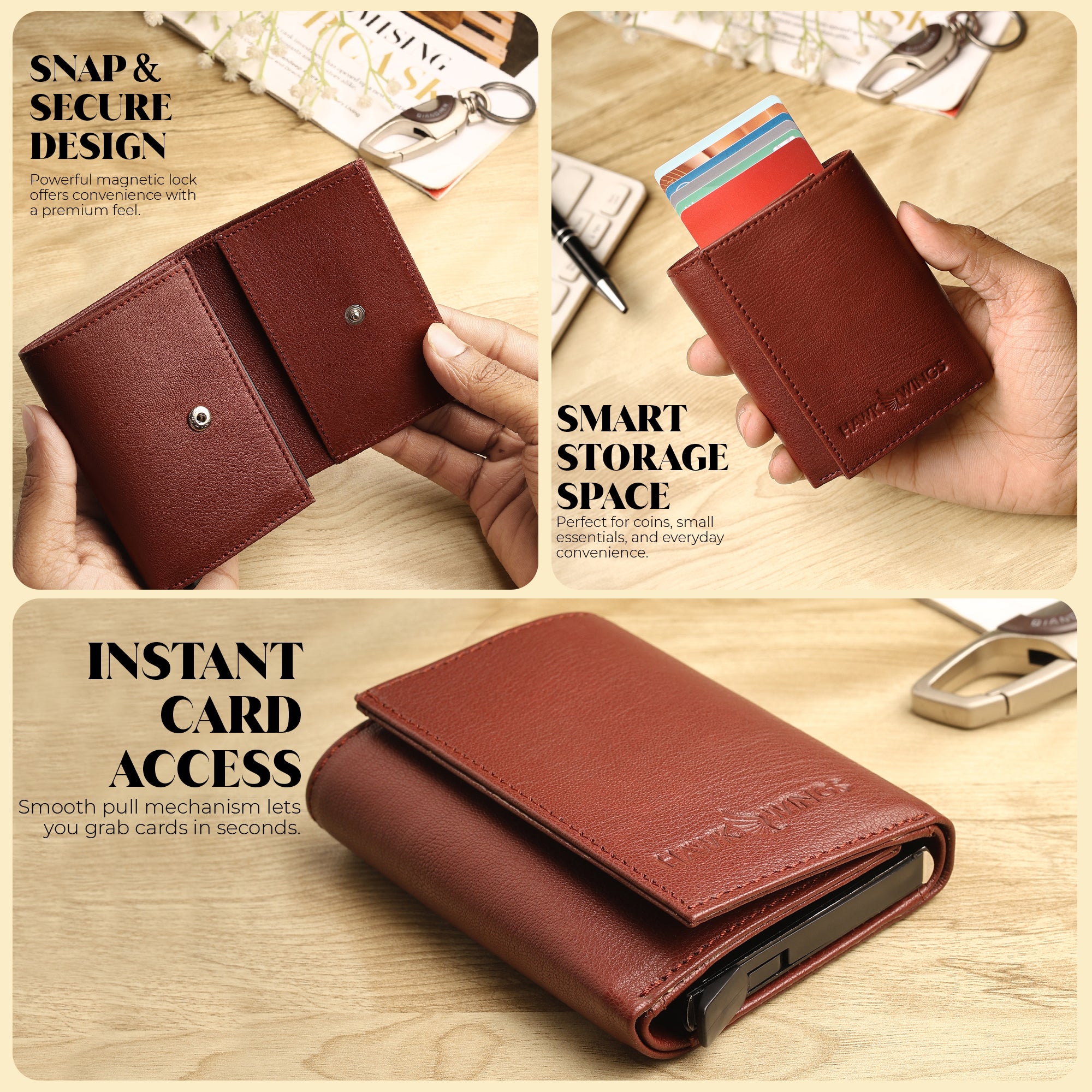 SmartFold Wallet – Leather RFID  Card Holder