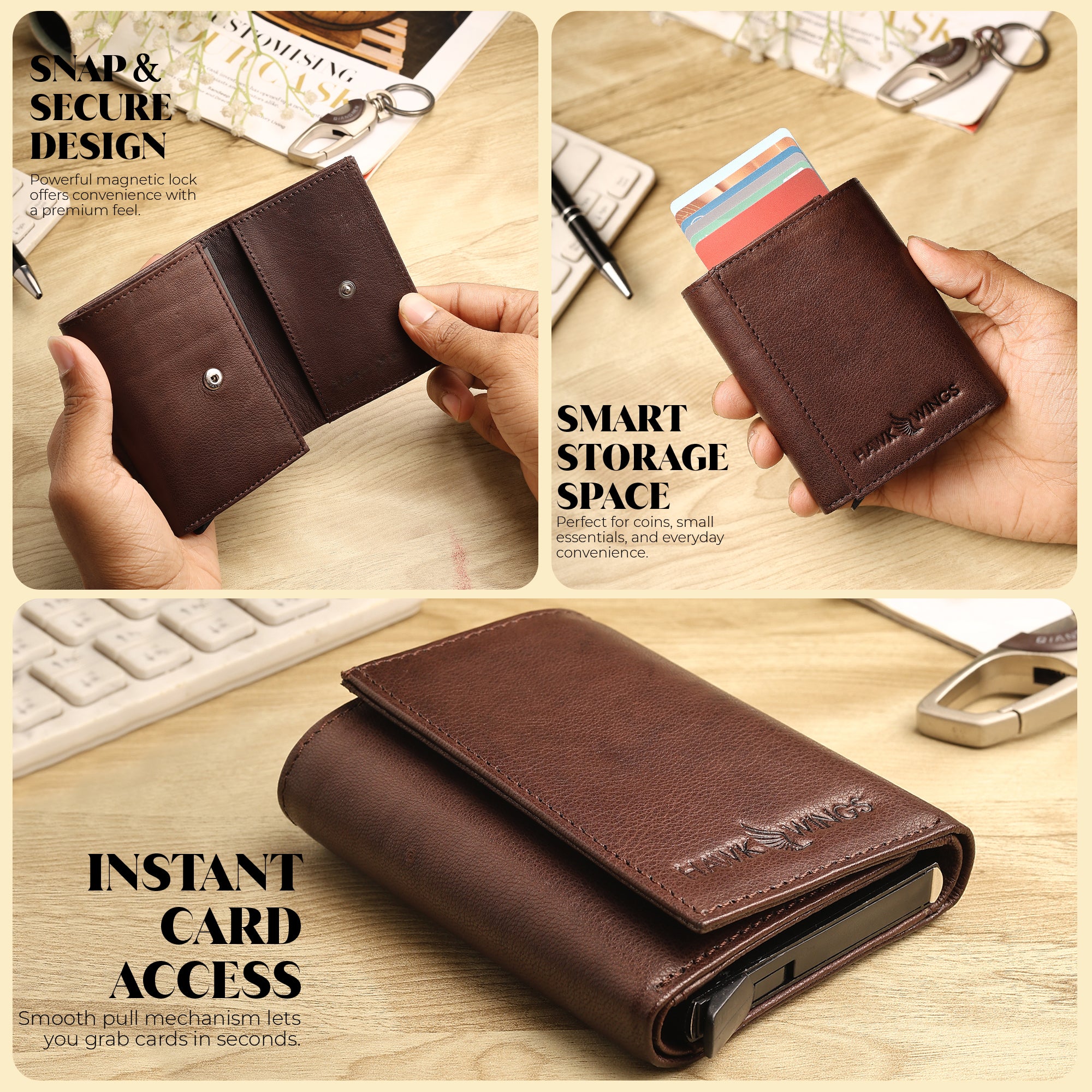 SmartFold Wallet – Leather RFID  Card Holder