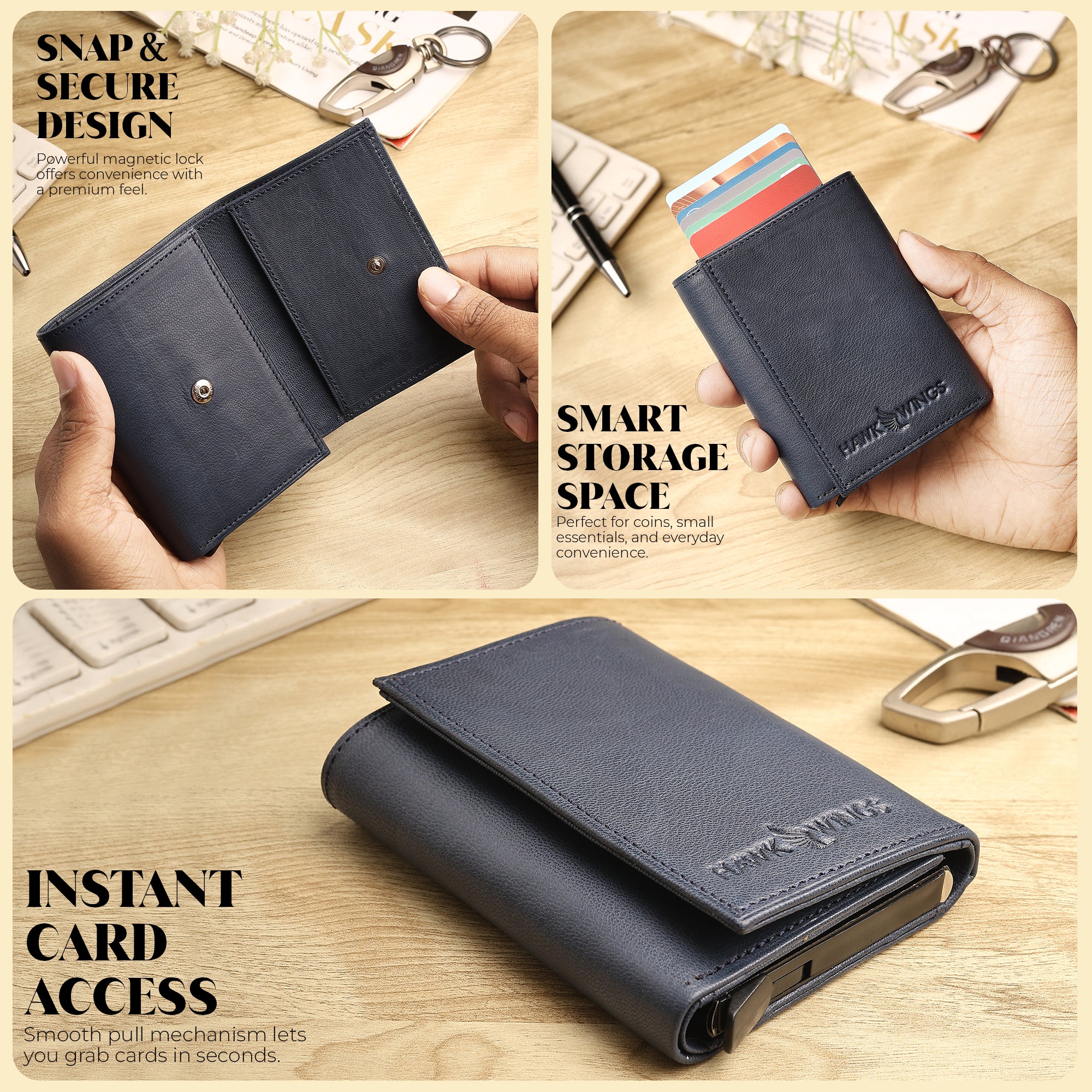 SmartFold Wallet – Leather RFID  Card Holder
