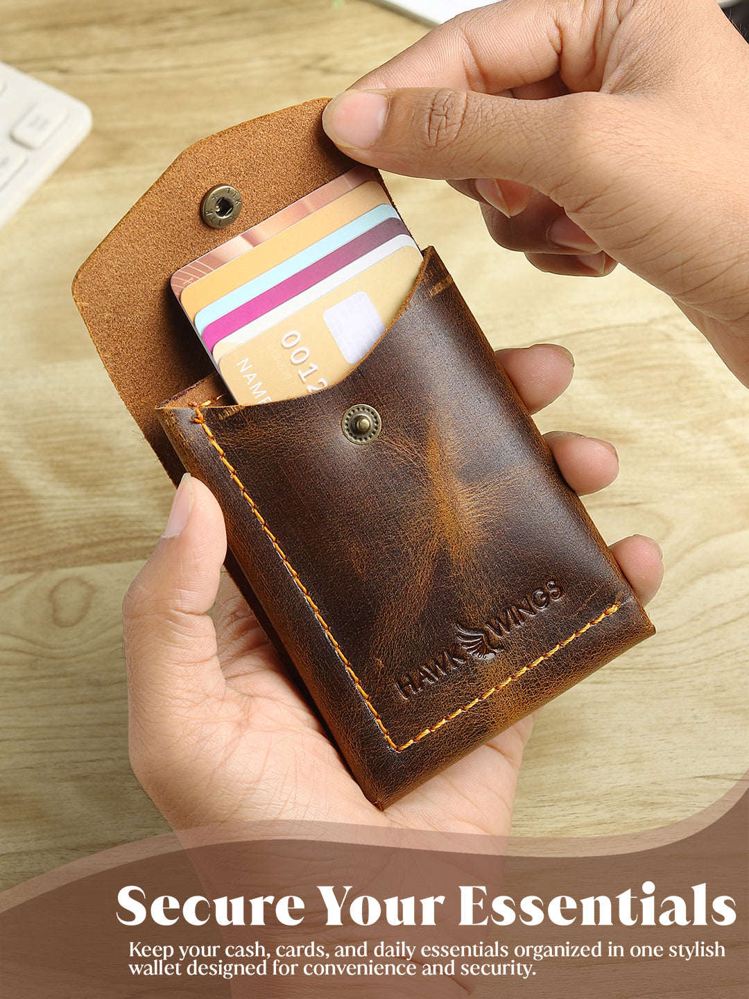 SmartFlip Genuine Leather Wallet – Slim Card Holder with Cash Compartment
