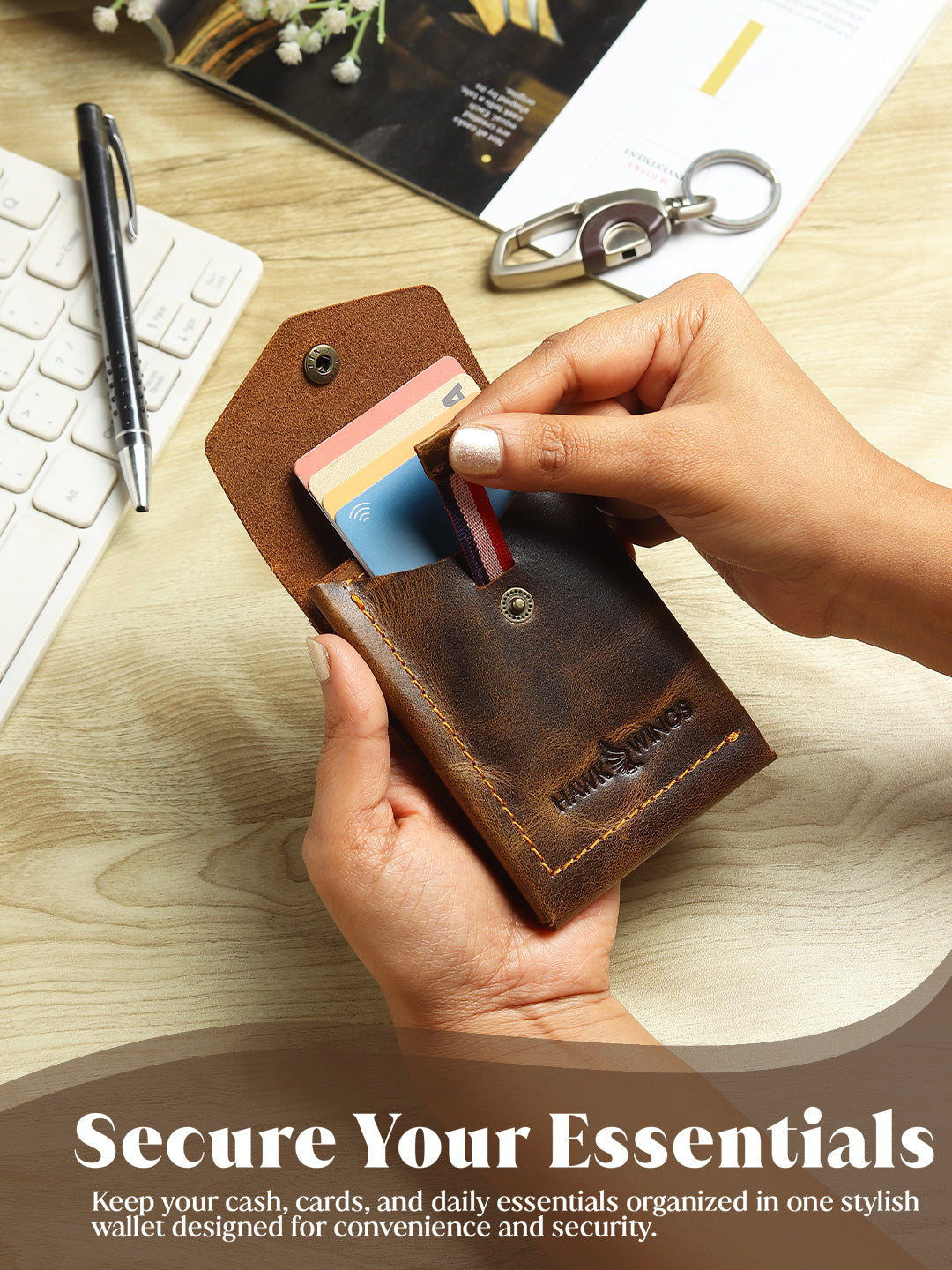 SmartFlip PRO Genuine Leather Wallet – Slim Card Holder with Cash Compartment