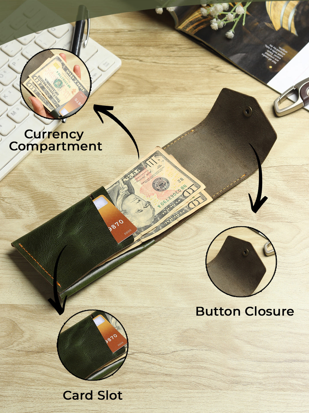 SmartFlip PRO Genuine Leather Wallet – Slim Card Holder with Cash Compartment