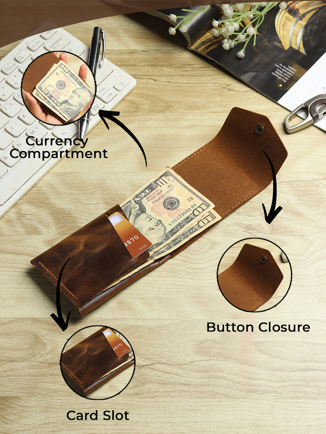 SmartFlip PRO Genuine Leather Wallet – Slim Card Holder with Cash Compartment