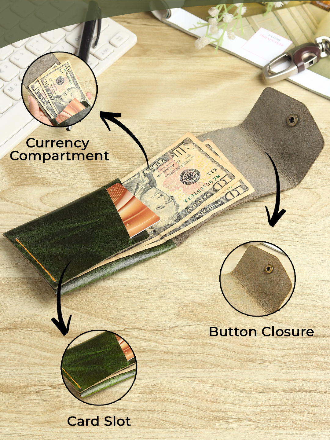 SmartFlip Genuine Leather Wallet – Slim Card Holder with Cash Compartment