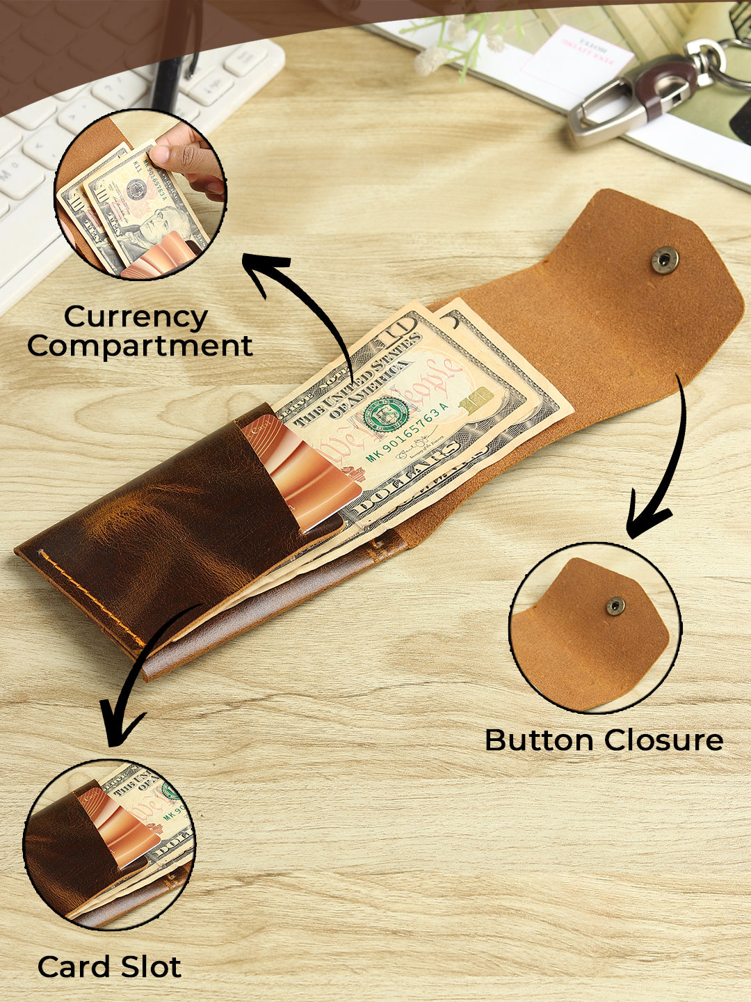 SmartFlip Genuine Leather Wallet – Slim Card Holder with Cash Compartment