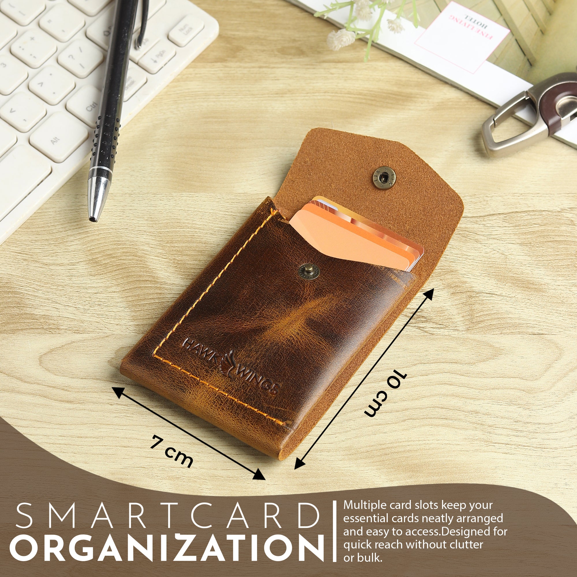 SmartFlip Genuine Leather Wallet – Slim Card Holder with Cash Compartment