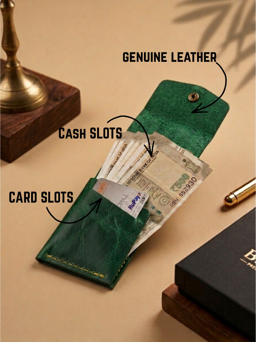 SmartFlip Genuine Leather Wallet – Slim Card Holder with Cash Compartment
