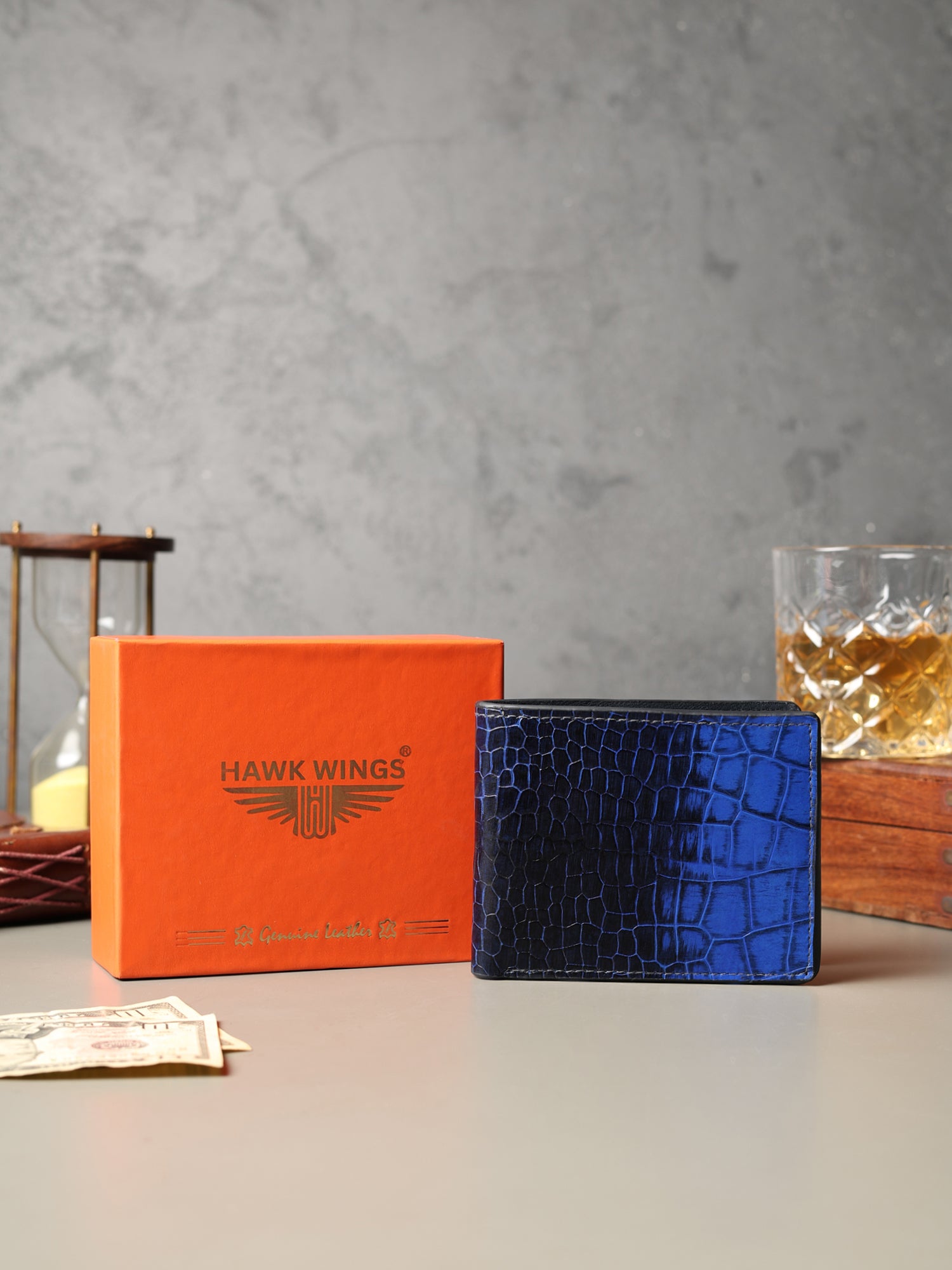Croc Élan – Men's Genuine Leather Croc Texture Bifold Wallet