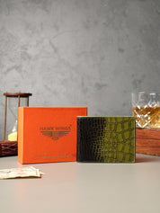 Croc Élan – Men's Genuine Leather Croc Texture Bifold Wallet