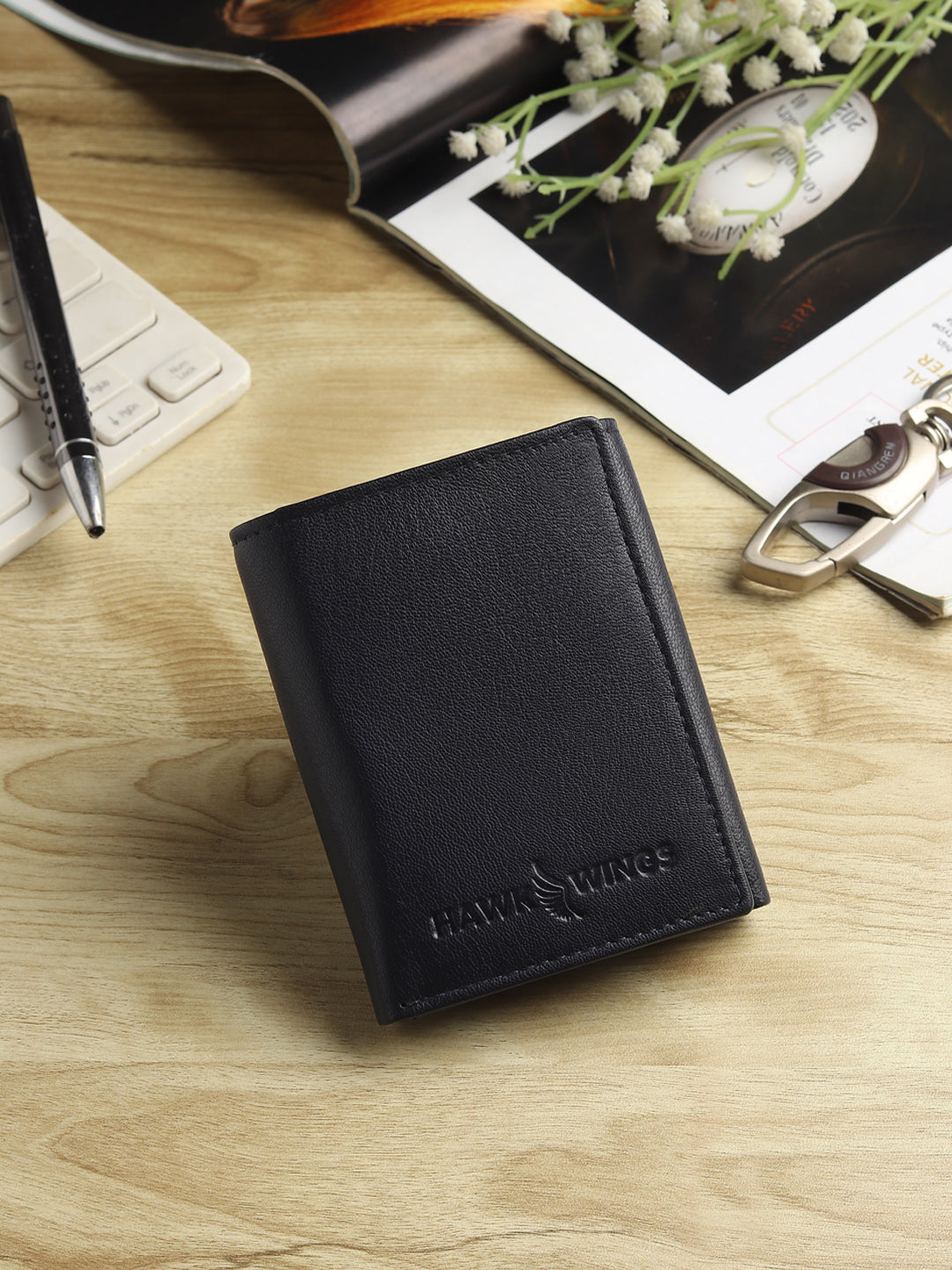 Hawk Wings Men's Genuine Leather Tri-Fold Wallet – RFID Blocking