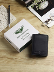 Hawk Wings Men's Genuine Leather Tri-Fold Wallet – RFID Blocking