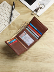 Hawk Wings Men's Genuine Leather Tri-Fold Wallet – RFID Blocking