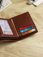 Hawk Wings Men's Genuine Leather Tri-Fold Wallet – RFID Blocking