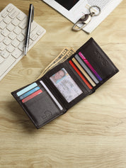 Hawk Wings Men's Genuine Leather Tri-Fold Wallet – RFID Blocking