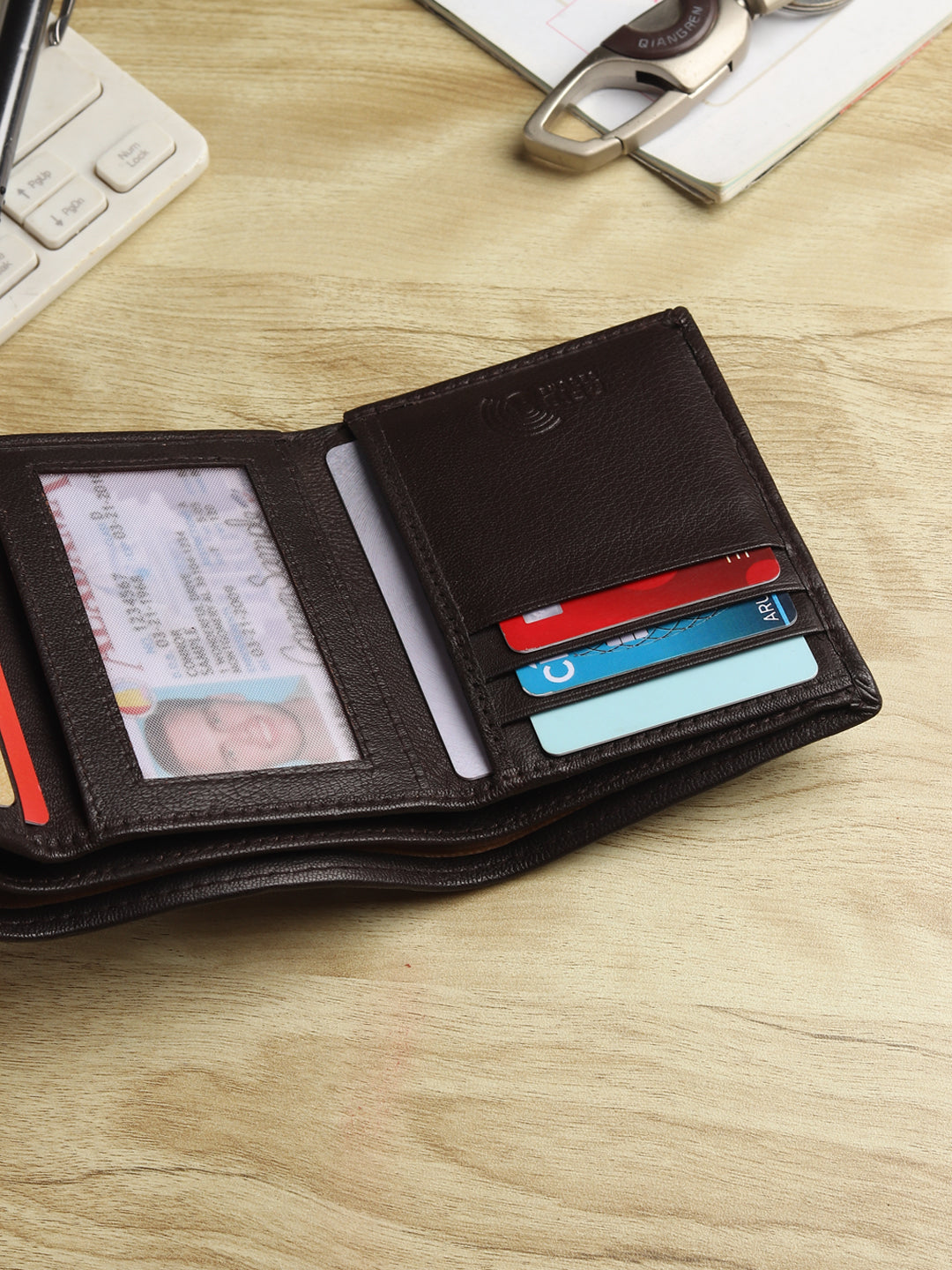 Hawk Wings Men's Genuine Leather Tri-Fold Wallet – RFID Blocking