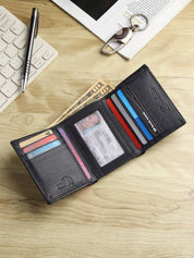 Hawk Wings Men's Genuine Leather Tri-Fold Wallet – RFID Blocking
