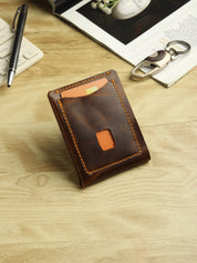 Men's Genuine Leather Magnetic Wallet - Card Holder with Cash Compartment