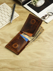 Men's Genuine Leather Magnetic Wallet - Card Holder with Cash Compartment