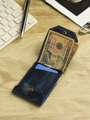 Vintage Snap Genuine Leather Wallet – Slim Card Holder with Cash Compartment