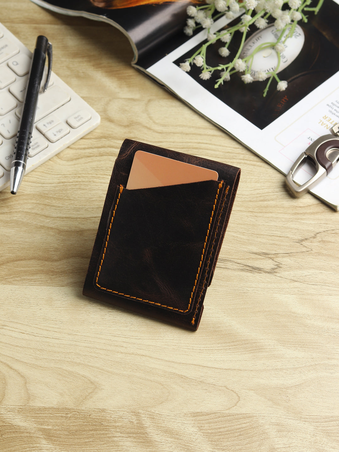 Vintage Snap Genuine Leather Wallet – Slim Card Holder with Cash Compartment