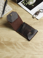 Vintage Snap Genuine Leather Wallet – Slim Card Holder with Cash Compartment