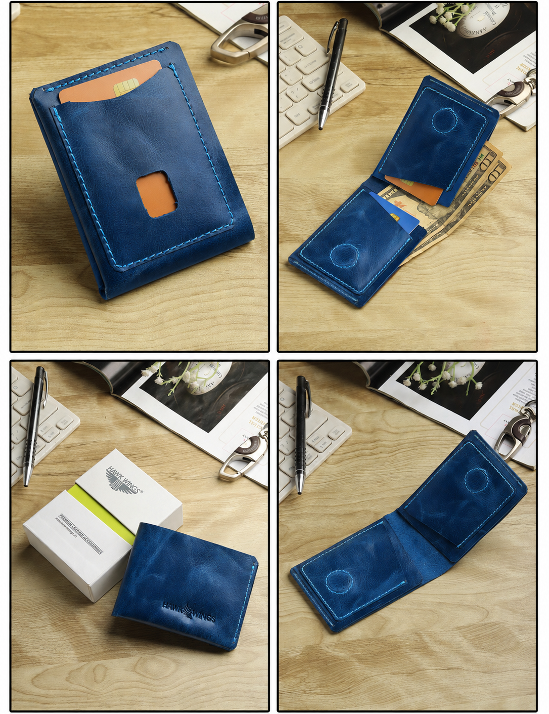 Men's Genuine Leather Magnetic Wallet - Card Holder with Cash Compartment