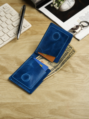 Men's Genuine Leather Magnetic Wallet - Card Holder with Cash Compartment