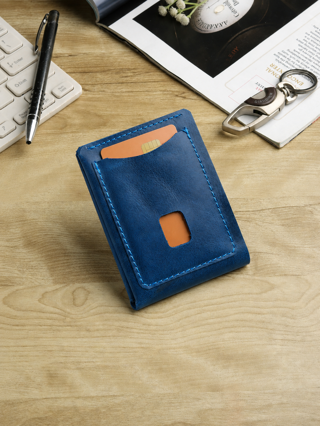 Men's Genuine Leather Magnetic Wallet - Card Holder with Cash Compartment