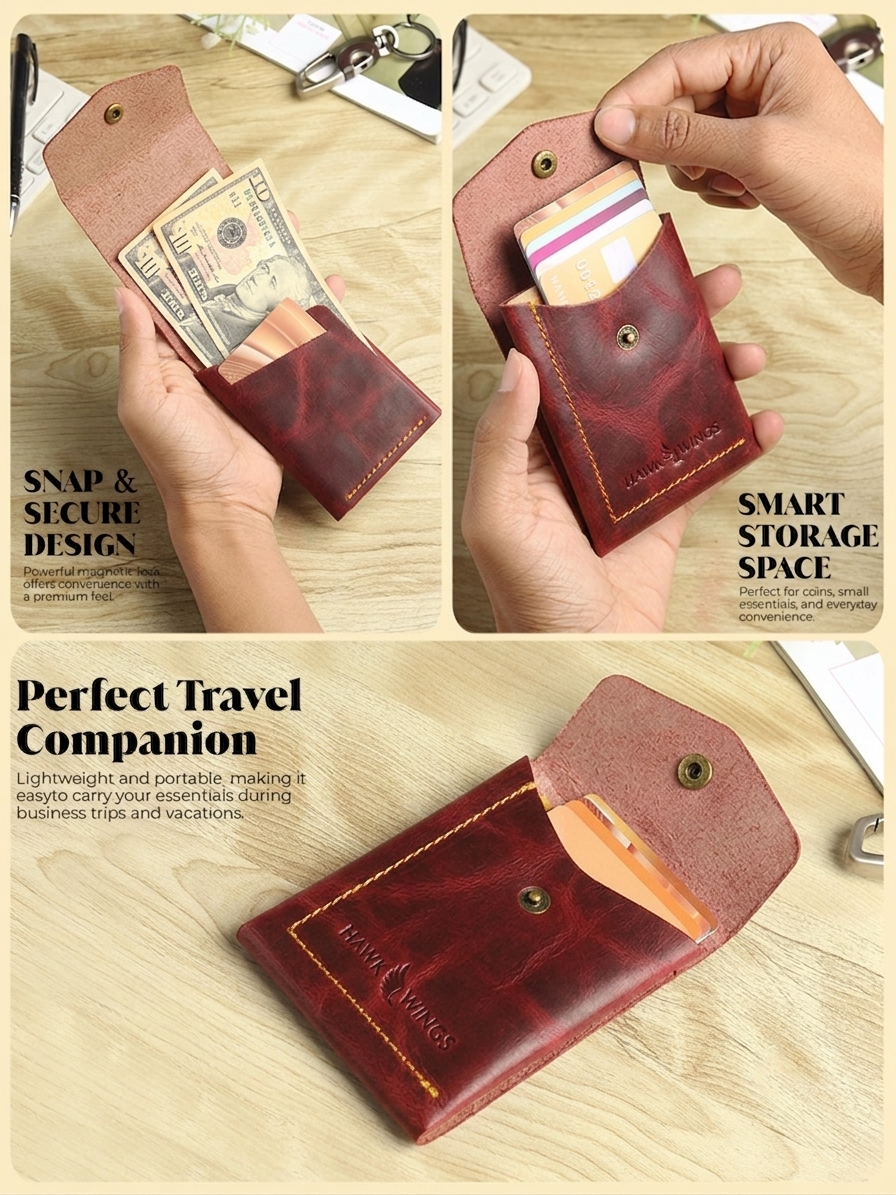 SmartFlip Genuine Leather Wallet – Slim Card Holder with Cash Compartment