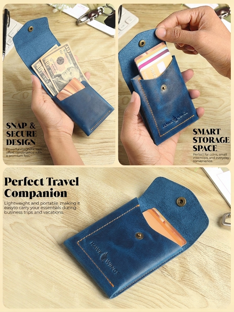 SmartFlip Genuine Leather Wallet – Slim Card Holder with Cash Compartment