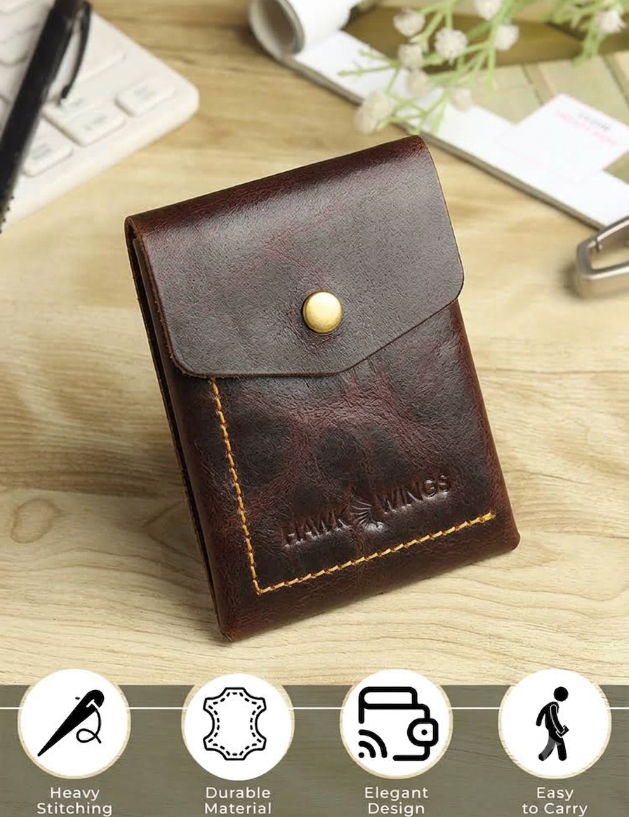 SmartFlip Genuine Leather Wallet – Slim Card Holder with Cash Compartment