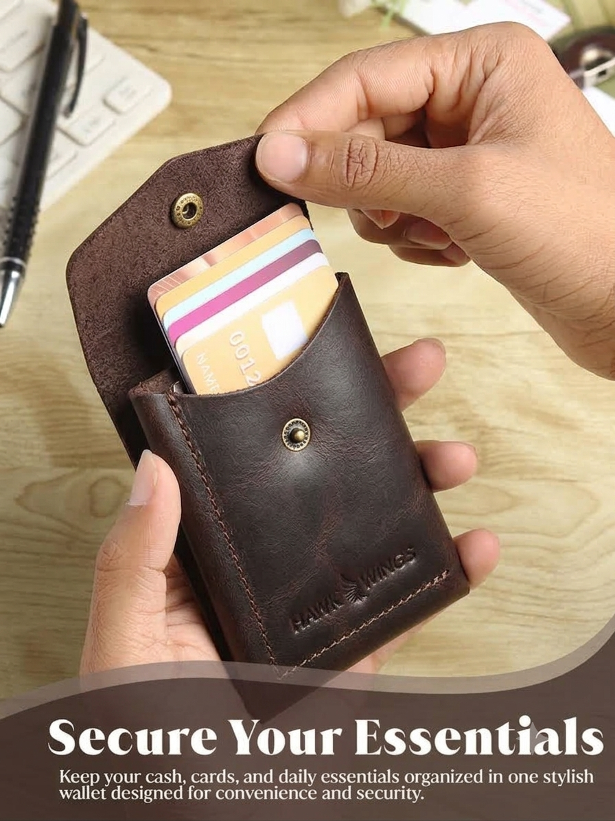 SmartFlip Genuine Leather Wallet – Slim Card Holder with Cash Compartment
