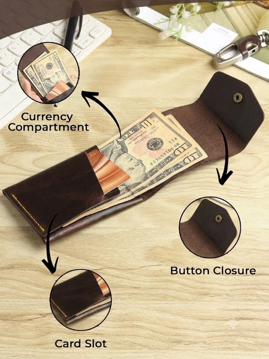 SmartFlip Genuine Leather Wallet – Slim Card Holder with Cash Compartment