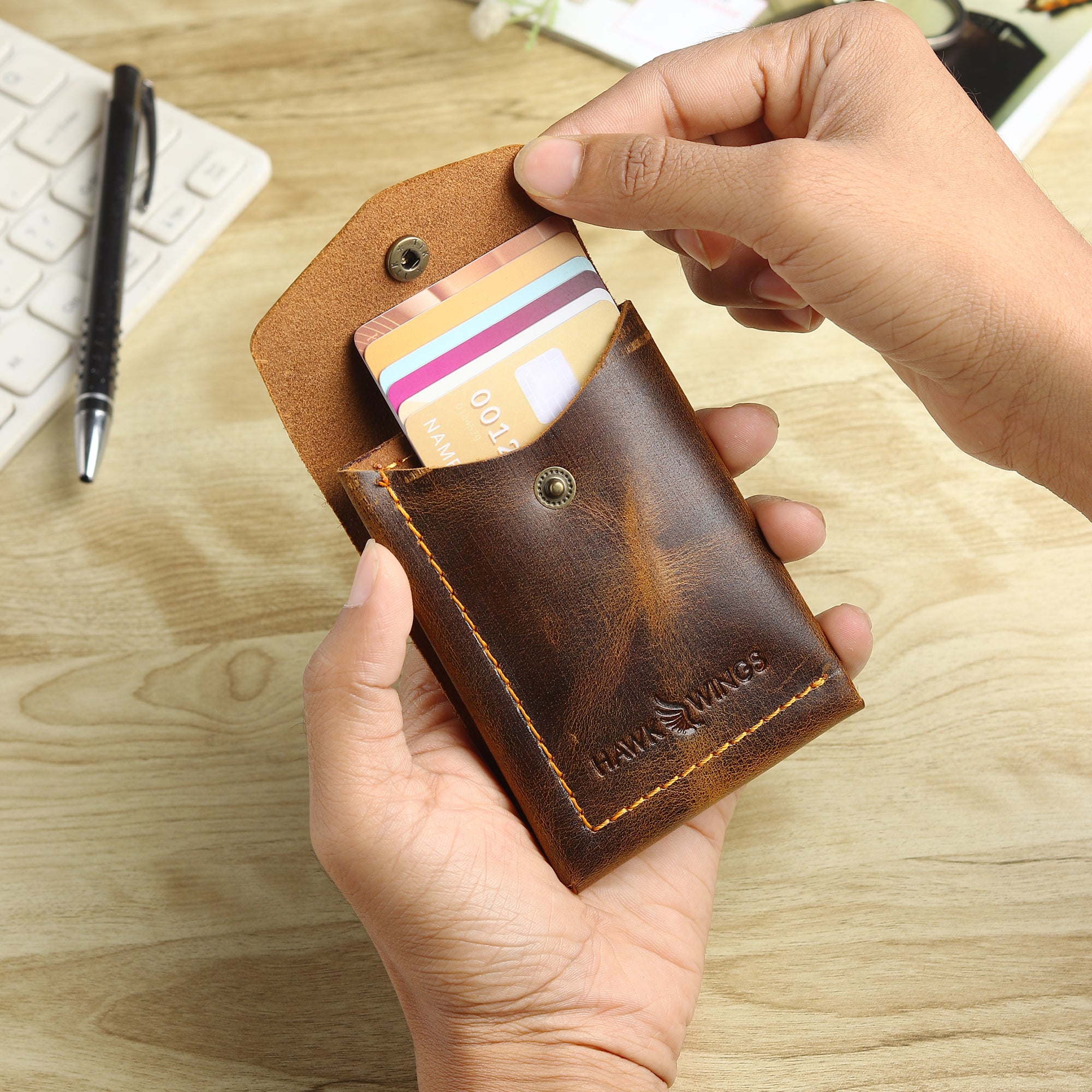 SmartFlip Genuine Leather Wallet – Slim Card Holder with Cash Compartment