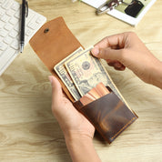SmartFlip Genuine Leather Wallet – Slim Card Holder with Cash Compartment