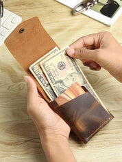 SmartFlip Genuine Leather Wallet – Slim Card Holder with Cash Compartment